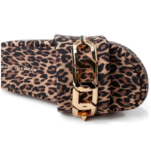 Good American Chain Platform Slide Sandal, Pale Leopard, NIB - Picture 3 of 7